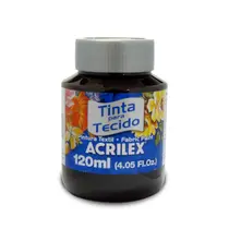 Tinta para Tecido Fosca 120ml Acrilex Preto 520 com 3 Unidades