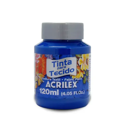 Tinta para Tecido Fosca 120ml Acrilex Azul Turquesa 501 com 3 unidades