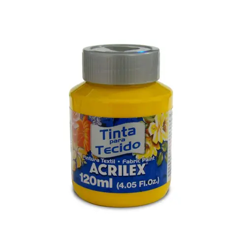 Tinta para Tecido Fosca 120ml Acrilex Amarelo Ouro 505 com 3 Unidades
