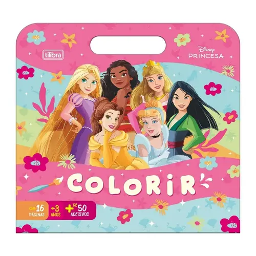 Folhas para Colorir Maleta com Adesivos Tilibra Princesas