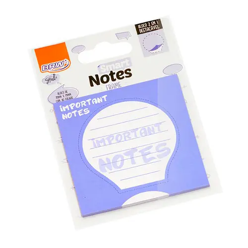 Bloco Adesivo Smart Notes 2 em 1 Frame Azul 30 Folhas BRW