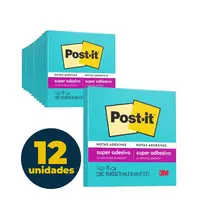 Bloco Recado Adesivo 76mmx76mm Post-It 90 Folhas Azul Elétrico com 12 Unidades