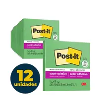 Recado Adesivo Removível 76mmx76mm Post-It 90 Folhas Verde Limeade com 12 Unidades