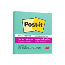 Bloco Recado Adesivo 76mmx76mm Post-It 90 Folhas Azul Aqua