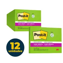 Recado Adesivo Removível 76mmx102mm Post-It 90 Folhas Verde Limeade com 12 Unidades