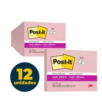 Recado Adesivo Removível 76mmx102mm Post-It 90 Folhas Rosa Milênio com 12 Unidades