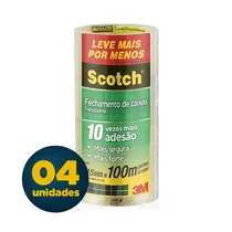 Fita Adesiva PP 45mmx100m Scotch 3M Transparente com 04 Unidades