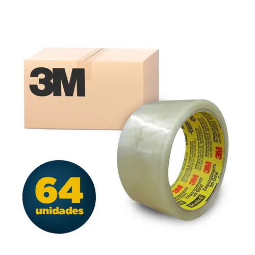 Fita Adesiva PP 45mmx100m Scotch 3M Transparente com 64 Unidades
