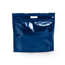 Sacola Presente Laminada com Zíper 32cm x 40cm + 5cm Cromus Azul com 50 Unidades