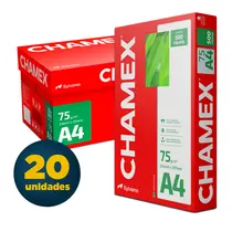 Papel A4 21cmx29,7cm 75g 500 Folhas Chamex Branco com 20 Pacotes