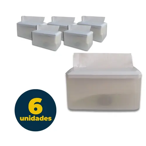 Suporte PP de Balcão Papel Toalha Interfolha 13cmx14cmx24cm Cristal/Branco com 06 Unidades