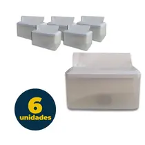 Suporte PP de Balcão Papel Toalha Interfolha 13cmx14cmx24cm Cristal/Branco com 06 Unidades