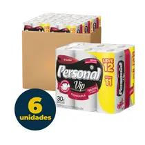 Papel Higiênico Branco 12x30m Neutro Folha Dupla Compacto Personal Vip com 06 Pacotes