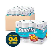 Papel Higiênico Branco 16x30m Neutro Folha Dupla Duetto Fit com 04 Pacotes