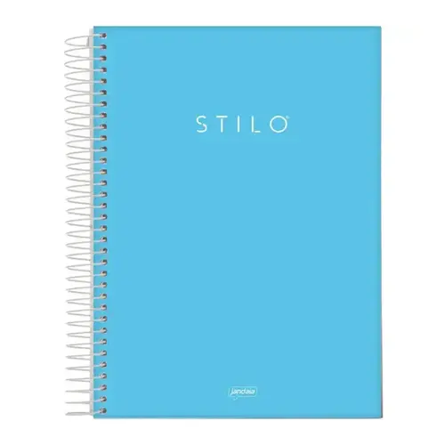 Caderno Universitário Capa Dura 10 Matérias 160 Folhas Jandaia Stilo Pastel Azul