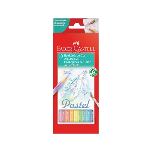 Lápis de Cor Aquarelável Faber-Castell 10 Cores Sextavado Pastel com 12 Estojos