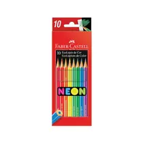 Lápis de Cor Faber Castell 10 Cores Sextavado Neon com 12 Estojos