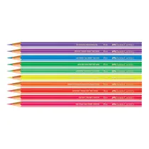 Lápis de Cor Faber Castell 10 Cores Sextavado Neon com 12 Estojos
