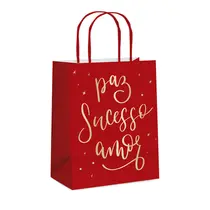 Sacola de Papel para Presente M 26cmx19,5cmx9,5cm Cromus Desejos Natalinos com 10 Unidades