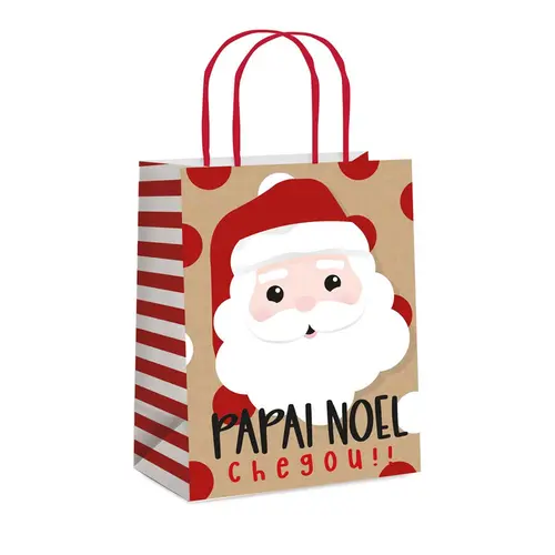 Sacola de Papel para Presente M 26cm x 19,5cm x 9,5cm Cromus Noelito com 10 Unidades