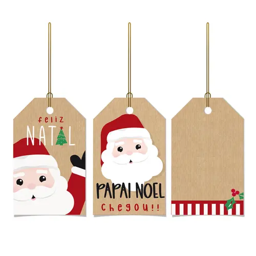 Cartão Tags Decorativas De/Para 5cmx8cm Cromus Natal Noelito 10 Cartelas com 12 unidades