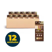 Lápis de Cor 12 Cores Sextavado Multicolor Tons de Pele - Etnias com 12 Estojos
