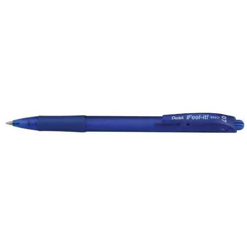 Caneta Esferográfica Retrátil 0.7mm Pentel Feel-It BX417 Azul com 12 Unidades