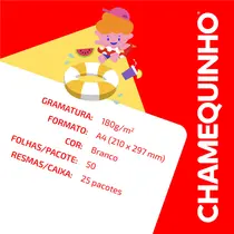 Papel Sulfite 180g A4 21cm x 29,7cm 50 Folhas Chamequinho