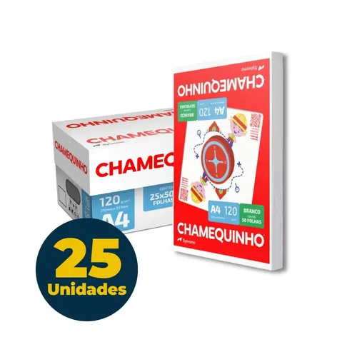 Papel Sulfite 120g A4 21cm x 29,7cm 50 Folhas Chamequinho com 25 Pacotes