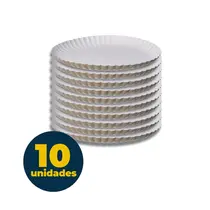 Prato de Papel N°8 30cm Branco com 10 Unidades