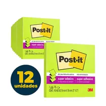 Recado Adesivo Removível 76mmx76mm Pop-Up Post-It 90 Folhas Verde Neon com 12 Unidades