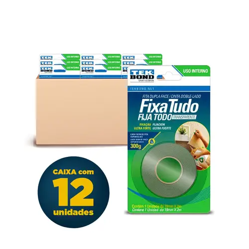 FITA DUPLA FACE TRANSPARENTE 19MMX2M FIXA TUDO TEK BOND  12 R
