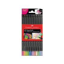 Lápis de Cor 12 Cores 06 Neon + 06 Pastel Redondo Faber-Castell Super Soft com 12 Estojos