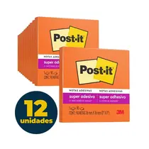 Recado Adesivo Removível 76mmx76mm Post-It 90 Folhas Laranja com 12 Unidades