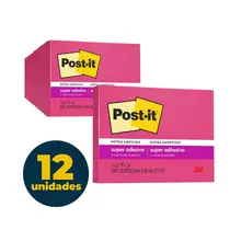 Recado Adesivo Removível 76mmx102mm Post-It 90 Folhas Rosa com 12 Unidades