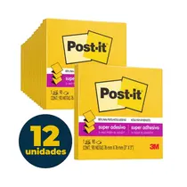 Recado Adesivo Removível 76mmx76mm Pop-Up Post-it 90 Folhas Amarelo Sol 12 Unidades
