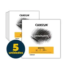 Bloco Técnico Graduate Bristol A5 14,8cmx21cm 20 Folhas 180g/m² Canson Branco com 05 Blocos