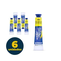 Tinta Acrílica Bisnaga 20ml Acrilex Acrilic Colors Carne Clara 310 com 06 Unidades