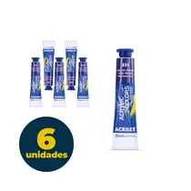 Tinta Acrílica Bisnaga 20ml Acrilex Acrilic Colors Azul da Prússia 331 com 06 Unidades