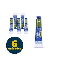 Tinta Acrílica Bisnaga 20ml Acrilex Acrilic Colors Verde Oliva 334 com 06 Unidades