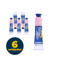 Tinta Acrílica Bisnaga 20ml Acrilex Acrilic Colors Laca Orquídea 335 com 06 Unidades