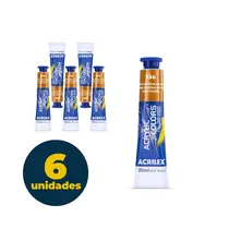Tinta Acrílica Bisnaga 20ml Acrilex Acrilic Colors Terra de Siena Natural 336 com 06 Unidades