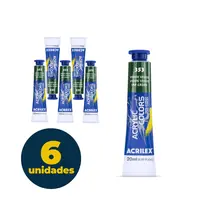 Tinta Acrílica Bisnaga 20ml Acrilex Acrilic Colors Verde Vessie 353 com 06 Unidades