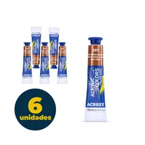 Tinta Acrílica Bisnaga 20ml Acrilex Acrilic Colors Terra de Siena Queimada 357 com 06 Unidades