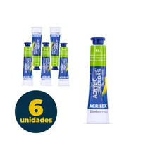 Tinta Acrílica Bisnaga 20ml Acrilex Acrilic Colors Verde Inglês n°5 364 com 06 Unidades