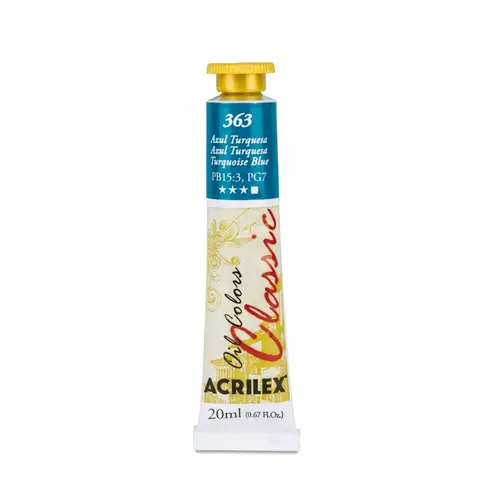 Tinta Óleo Bisnaga 20ml Acrilex Oil Colors Azul Turquesa 363 com 06 Unidades