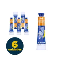 Tinta Acrílica Bisnaga 20ml Acrilex Acrilic Colors Metálico Cobre 387 com 06 Unidades