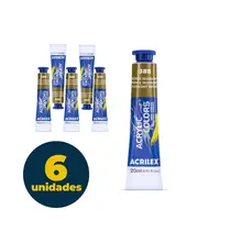 Tinta Acrílica Bisnaga 20ml Acrilex Acrilic Colors Metálico Bronze 388 com 06 Unidades