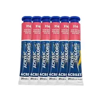 Tinta Acrílica Bisnaga 20ml Acrilex Acrilic Colors Rosa Escuro 316 com 06 Unidades