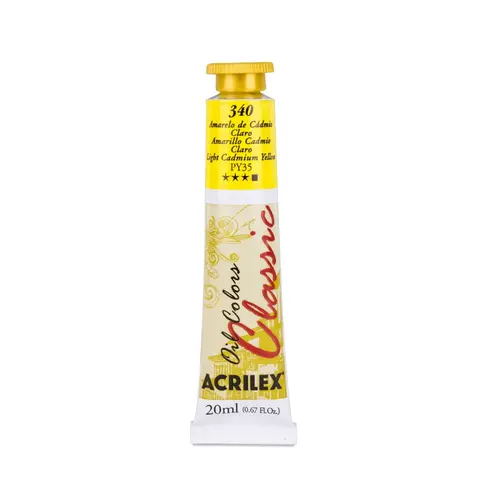 Tinta Óleo Bisnaga 20ml Acrilex Oil Colors Amarelo Cadmio Claro 340 com 06 Unidades